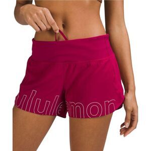 Lululemon Speed Up Mid-Rise Lined Short 4" Graphic Pomegranate Silver Reflective